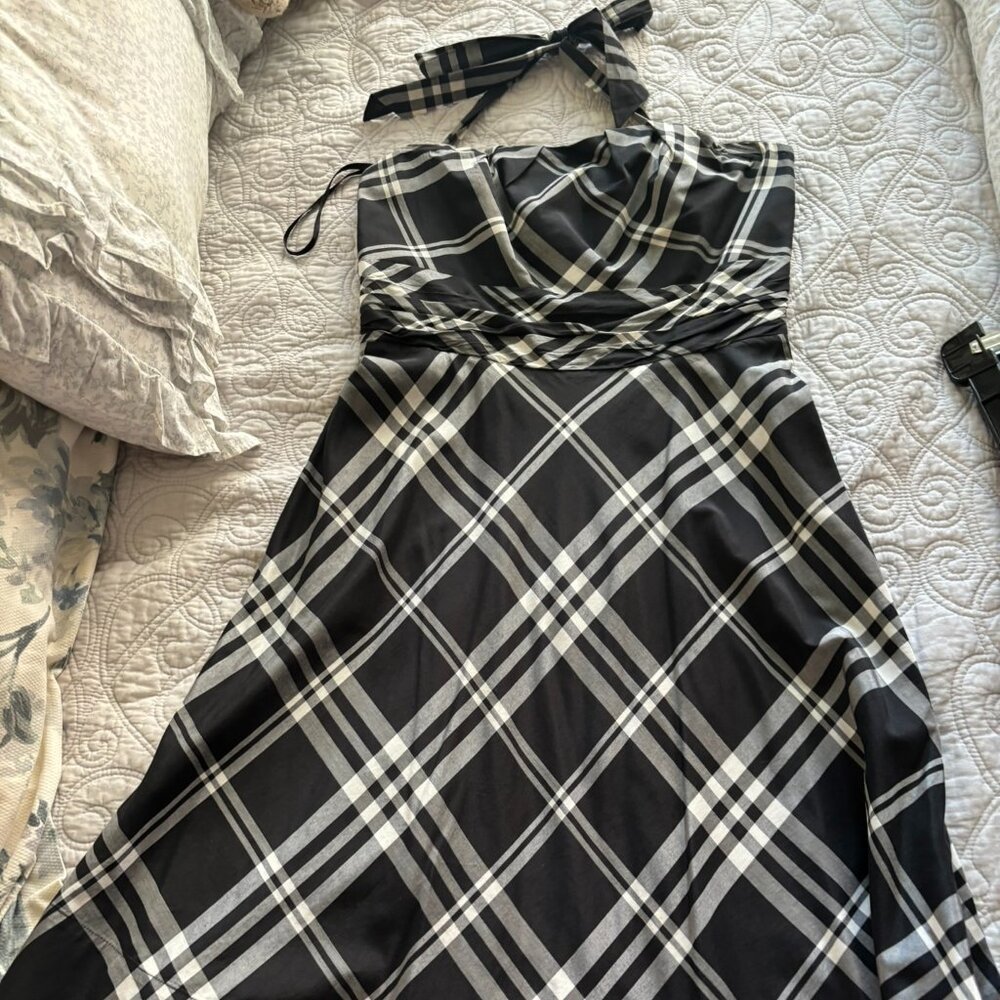 White House Black Market Halter Dress Black & White Checkered
